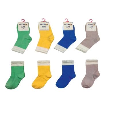 Barnesokker blå, beige, gul, grønn