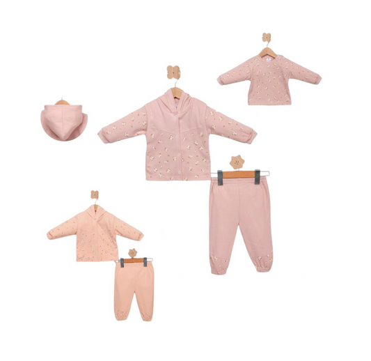 Bukse- og gensersett med vest m/hette