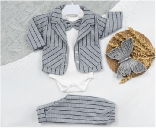 Dress sett til baby - Gråstripet