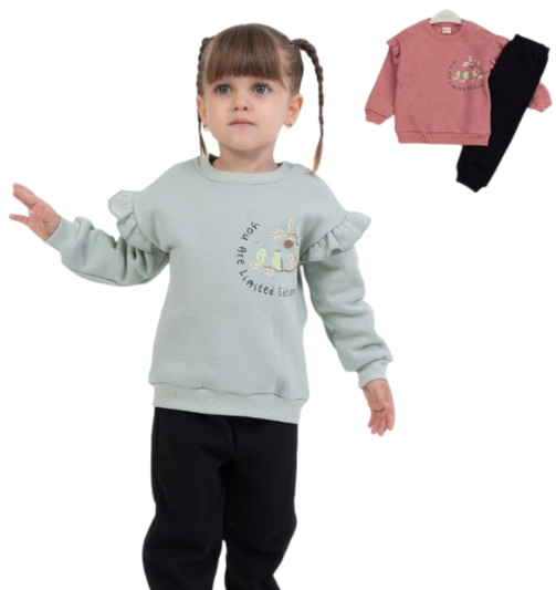 Bukse- og gensersett mint grønn rosa