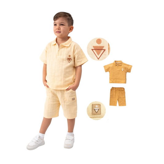 Skjorte og shortssett - Fokus, Oransje