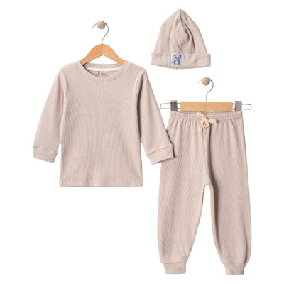 Bukse- og gensersett med lue, Beige