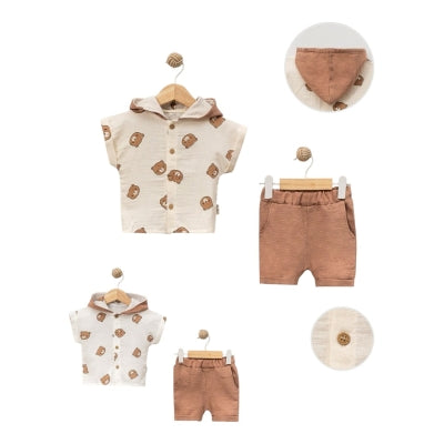 Skjorte- og shortssett med hette - Bamse