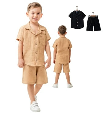 Skjorte- og shortssett - Svart