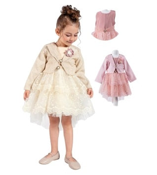 Kjole med jakke, Krem