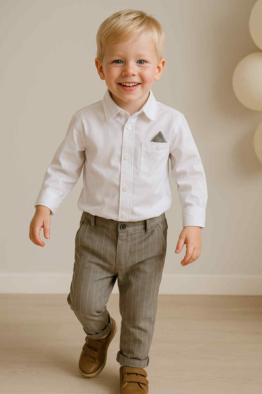 Skjorte- og buksesett, Hvit