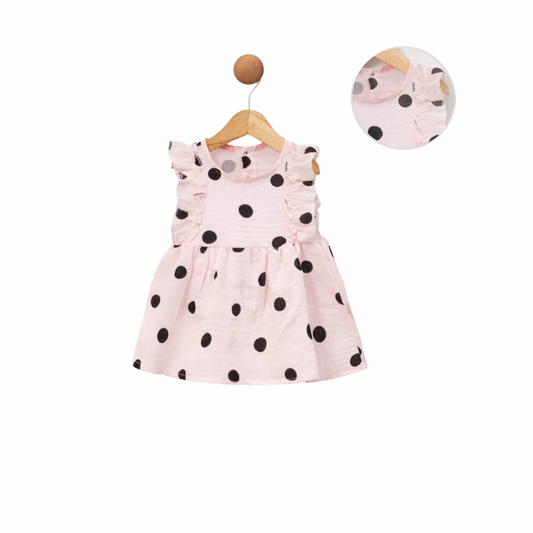 Chiffongkjole med volanger, Lyserosa