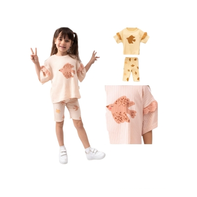 Topp- og shortssett - Fugl, Rosa